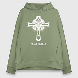 Толстовка оверсайз женская Black sabbath крест, цвет: авокадо