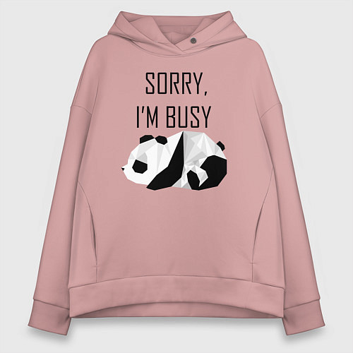 Женское худи оверсайз Извини я занят - панда / Пыльно-розовый – фото 1