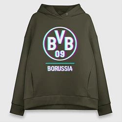 Толстовка оверсайз женская Borussia FC в стиле glitch, цвет: хаки