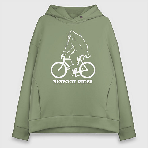 Женское худи оверсайз Бигфут на велосипеде / Авокадо – фото 1