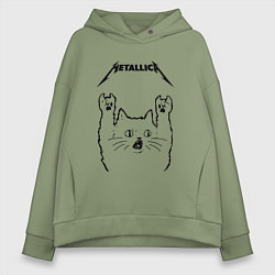 Толстовка оверсайз женская Metallica - rock cat, цвет: авокадо