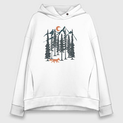 Толстовка оверсайз женская Лисичка в Лесу, цвет: белый