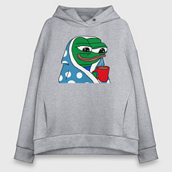 Женское худи оверсайз Frog Pepe мем