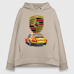 Толстовка оверсайз женская Porsche - Motorsport - racing team, цвет: миндальный