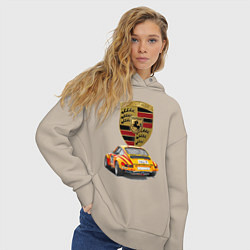 Толстовка оверсайз женская Porsche - Motorsport - racing team, цвет: миндальный — фото 2