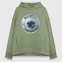Толстовка оверсайз женская Buick Wildcat - logotype, цвет: авокадо