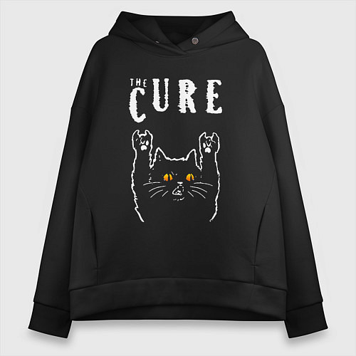 Женское худи оверсайз The Cure rock cat / Черный – фото 1