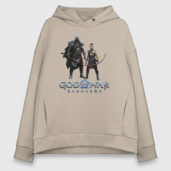 Толстовка оверсайз женская Отец и сын GoW Ragnarok, цвет: миндальный