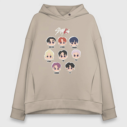 Женское худи оверсайз Stray Kids Chibi / Миндальный – фото 1