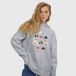 Толстовка оверсайз женская Stray Kids Chibi, цвет: меланж — фото 2