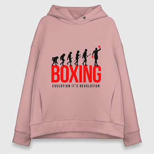 Женское худи оверсайз Boxing evolution / Пыльно-розовый – фото 1