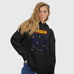 Толстовка оверсайз женская Pac-Man на ZX-Spectrum, цвет: черный — фото 2