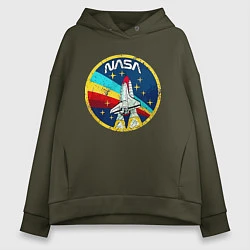 Толстовка оверсайз женская NASA - emblem - USA, цвет: хаки