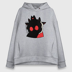 Толстовка оверсайз женская Cult of the Lamb - Овечка в испуге, цвет: меланж