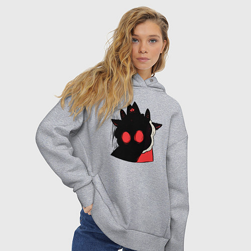 Женское худи оверсайз Cult of the Lamb - Овечка в испуге / Меланж – фото 3