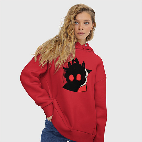 Женское худи оверсайз Cult of the Lamb - Овечка в испуге / Красный – фото 3