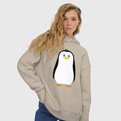 Толстовка оверсайз женская Красивый пингвин, цвет: миндальный — фото 2