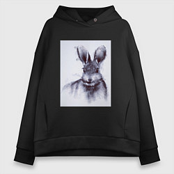 Толстовка оверсайз женская Rabbit symbol 2023, цвет: черный