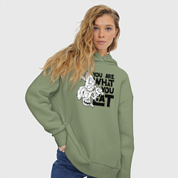 Толстовка оверсайз женская Ты то , что ешь, цвет: авокадо — фото 2