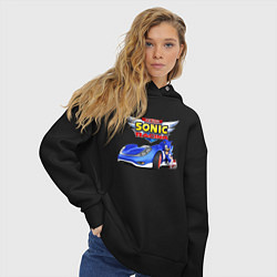 Толстовка оверсайз женская Team Sonic racing - hedgehog, цвет: черный — фото 2
