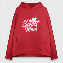 Толстовка оверсайз женская Sweet Mom, цвет: красный