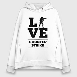 Толстовка оверсайз женская Counter Strike love classic, цвет: белый