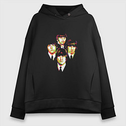 Толстовка оверсайз женская The Beatles group, цвет: черный