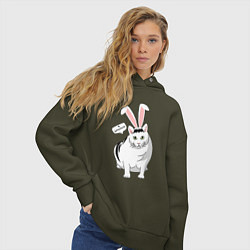 Толстовка оверсайз женская Кролик Бендер - 2023, цвет: хаки — фото 2