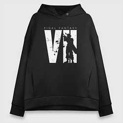 Толстовка оверсайз женская Клауд Страйф - final fantasy 7, цвет: черный