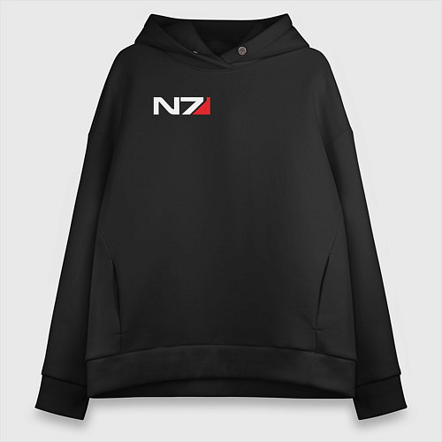 Женское худи оверсайз Логотип N7 / Черный – фото 1