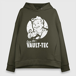 Толстовка оверсайз женская Vault boy - join the vault tec, цвет: хаки