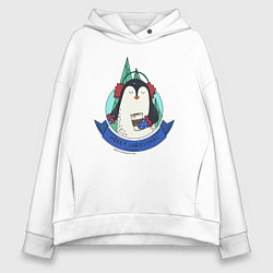 Женское худи оверсайз Merry christmas penguin