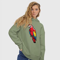Толстовка оверсайз женская Попугай Ара на жердочке, цвет: авокадо — фото 2