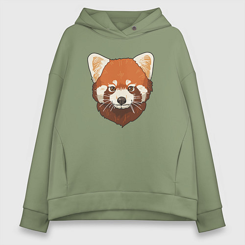 Женское худи оверсайз Голова милой красной панды / Авокадо – фото 1