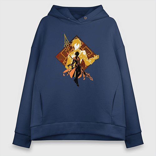 Женское худи оверсайз Силуэт Чжун Ли / Тёмно-синий – фото 1