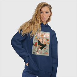 Толстовка оверсайз женская Дэндзи из Chainsaw Man, цвет: тёмно-синий — фото 2