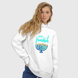 Толстовка оверсайз женская Happy Hanukkah, цвет: белый — фото 2