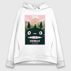 Толстовка оверсайз женская Totoro poster, цвет: белый