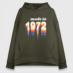 Толстовка оверсайз женская Made in 1972 liquid art, цвет: хаки