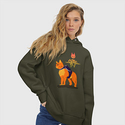 Толстовка оверсайз женская Stray - cat logo, цвет: хаки — фото 2