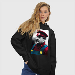 Толстовка оверсайз женская Иосиф Виссарионович Сталин - memes Mario, цвет: черный — фото 2