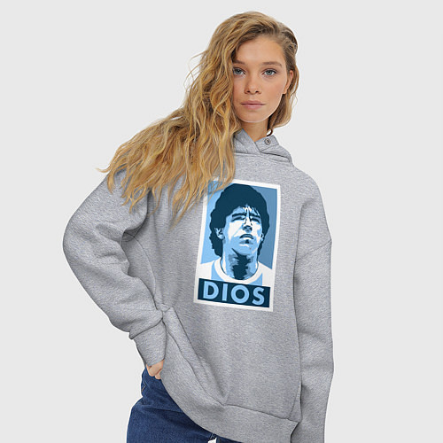 Женское худи оверсайз Dios Maradona / Меланж – фото 3