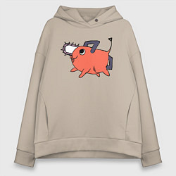 Толстовка оверсайз женская Демон бензопилы Почита, цвет: миндальный