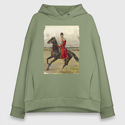 Толстовка оверсайз женская Николай II на коне, цвет: авокадо