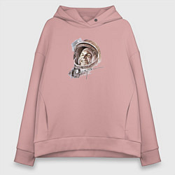 Толстовка оверсайз женская Юрий Гагарин с автографом, цвет: пыльно-розовый