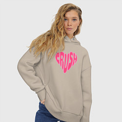 Толстовка оверсайз женская Crush pink color, цвет: миндальный — фото 2