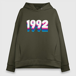 Толстовка оверсайз женская Made in 1992 vintage art, цвет: хаки