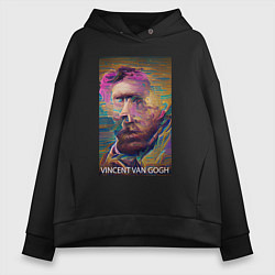 Толстовка оверсайз женская Vincent Van Gogh - автопортрет - нейросеть, цвет: черный