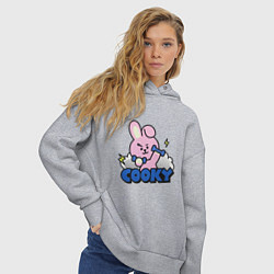 Толстовка оверсайз женская Cooky BT21 Jungkook, цвет: меланж — фото 2