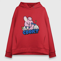 Толстовка оверсайз женская Cooky BT21 Jungkook, цвет: красный